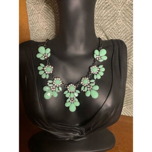 Vintage Necklace Mint Green and aged metal